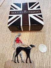 Butler And Wilson Crystal Enamel Red Black Large Lady Dog Brooch New 