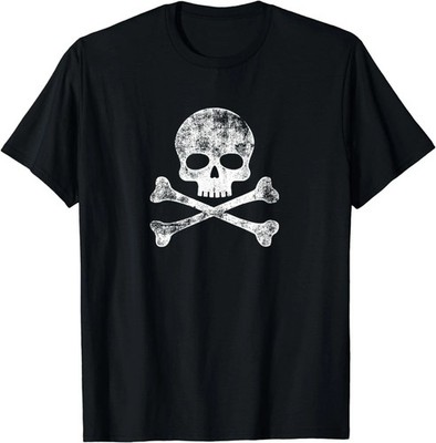 Vintage Jolly Roger Skull Crossbones Pirate Skeleton Retro T-Shirt