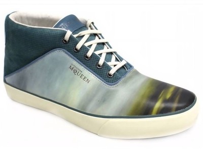 Alexander McQueen Puma Men's AMQDek Mid II Teal Leather Sneakers Size 43 10