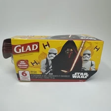 6 Out Of Print Star Wars Glad Glaseware Mini Round Containers NOS New In Package