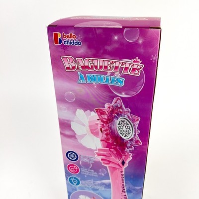 BelloChiddo Pink Bubble Machine Princess Magic Bubble Wand with Music and Lights