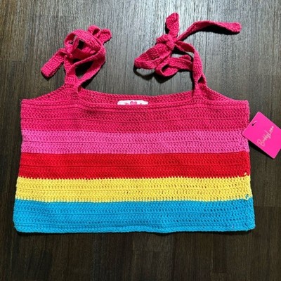 Buddy Love Far Over The Rainbow Crochet Knitted Crop Top Size Medium