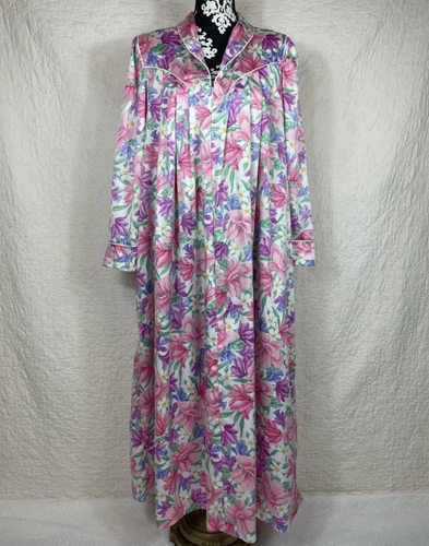 Camicia da notte vintage Christian Dior Loungewear ILGWU floreale colorata lunghezza intera