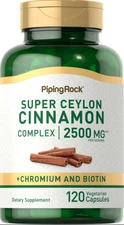 Ceylon Cinnamon Capsules 2500mg | 120 Count | Non-GMO | by Piping Rock