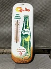Vintage Quiky Soda Tin Thermometer Sign 16" Grapefruit Kissed With Lemon 1950s