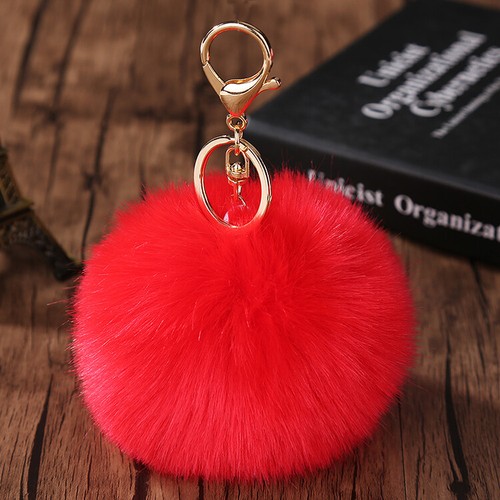 1PC Soft Fluffy Rabbit Fur Ball 10 CM Key Chain Pompom Handbag Car Key Ring - Picture 26 of 32