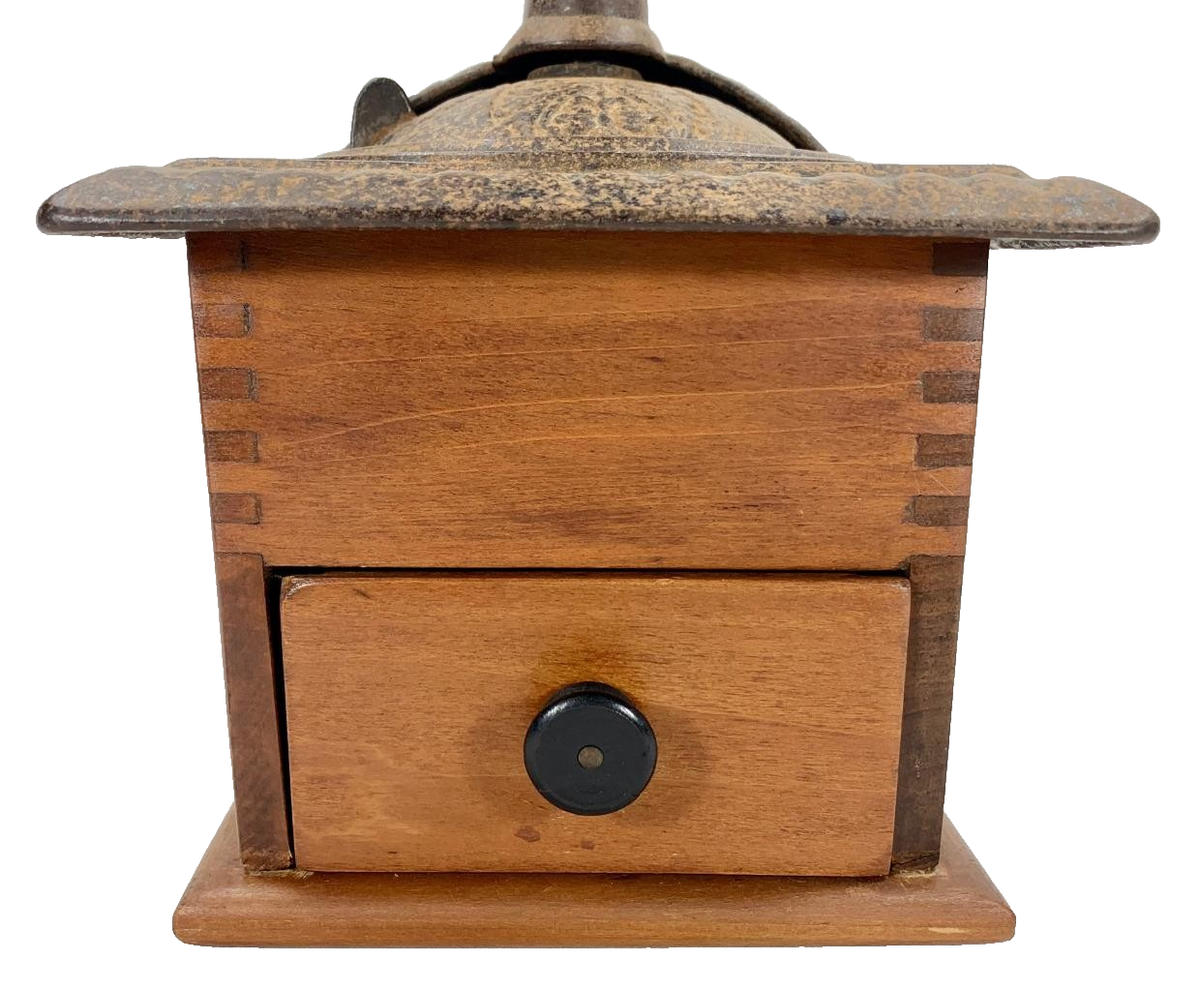 Coffee Grinder Mill Charles Parker Variant Antique Cast Iron Wood