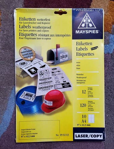 Mayspies Wetterfeste Etiketten DIN A4 97 x 42,3 mm 120 Stk. Polyester weiss - Afbeelding 1 van 6