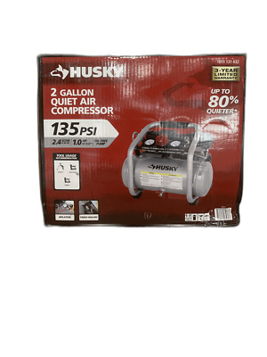 Husky 2 Gal. 135 PSI Portable Electric Oil-Free Quiet Air Compressor w/ Gauges