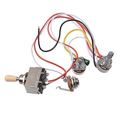 Electric Guitar Wiring Harness Kit 3 Way Toggle Switch 1 Volume 1 Tone 500k Pot Ebay