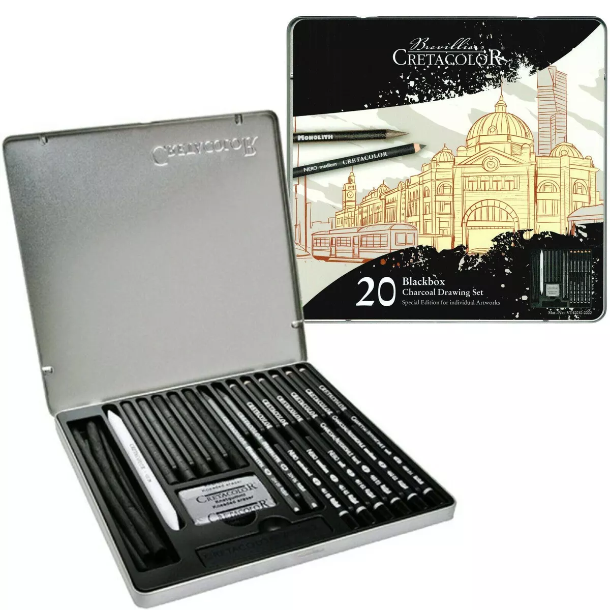 Cretacolor Special Edition Black Box Charcoal Drawing Set Flinders