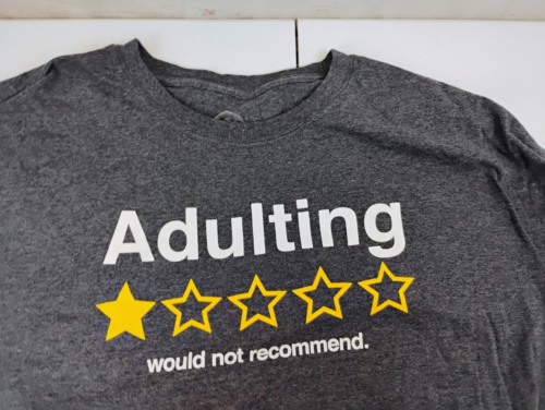 Adulting Would Not Recommend Funny Sayings One Star Unisex T-Shirt - Picture 7 of 8