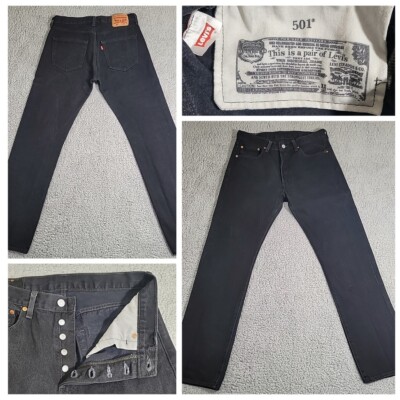 Levi's 501 Jeans Men's 32x32 Black Button Fly Straight Fit Denim Western Pants