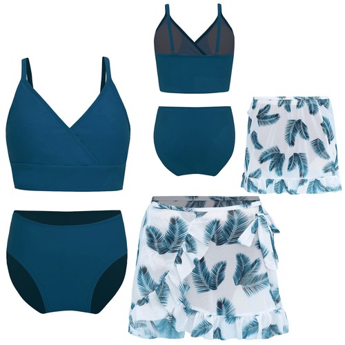 Girls Bikini Set with Cover Beach Skirts Swimsuit Quickly Dry Beach Bathing Suit - Picture 33 of 43