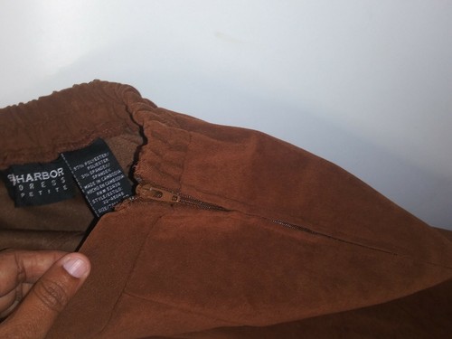 WOMEN’S DRESS PANTS 8P ankle brown suede finish SAG HARBOR STRETCH elastic back - Picture 5 of 7