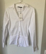 Zara Corset White Blouse Long Sleeves