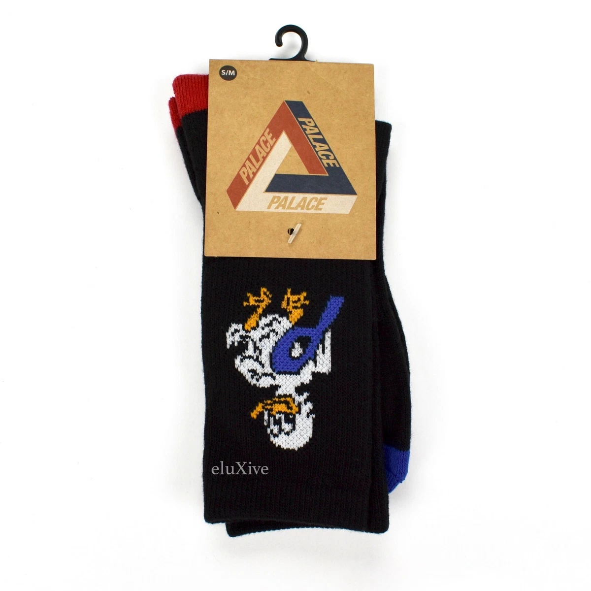 NWT Palace Skateboards Mens Black Duck Out P-Logo Knit Crew Socks FW19 AUTHENTIC