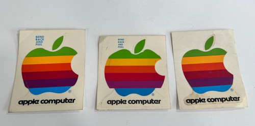 3 Vintage stickers Apple Computer Logo-Stickers-Decals 1980s - ORIGINAL Set of 3