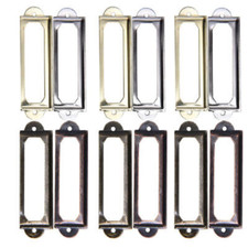 6/12Pcs Antique Brass Metal Label Pull Frame Handle File Name Card Holder Cabine