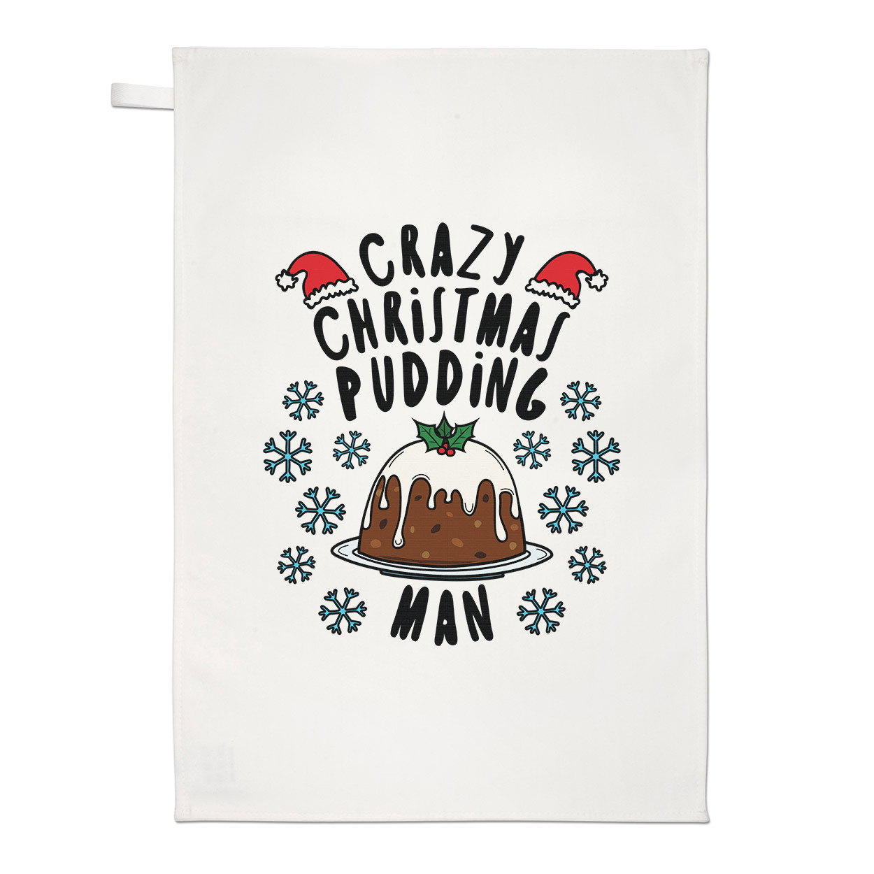Loco Pudín Navidad Hombre Copos Té Toalla Plato Paño - Divertido Santa Secreto