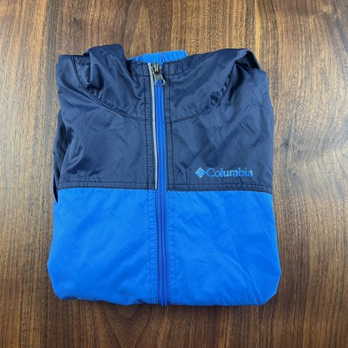 Columbia Windbreaker Full Zip Jacket Hoodie Youth Size Medium 10-12 Blue Boys - Picture 6 of 6