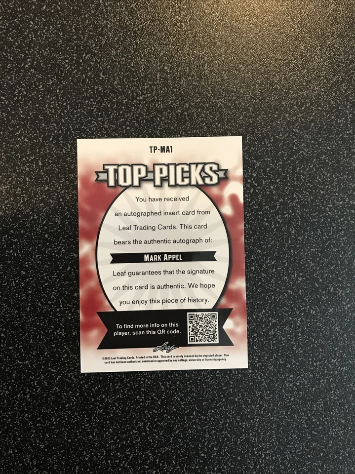 MARK APPEL 2013 Leaf Metal Draft Top Picks RETRO PROOF 紫色 RC 签名 SN#2/2 PHI — 第 4/4 张图片