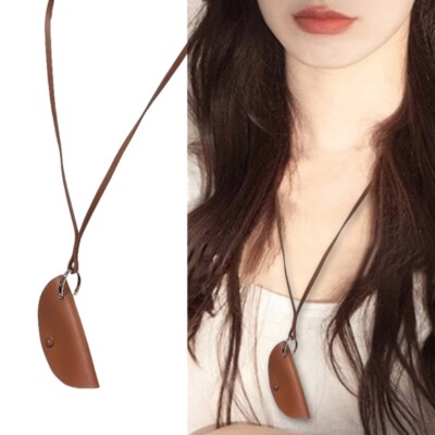 Unique Hanging Neck Key Organizers in PU Leather Stylish Key Bag Neck Adornment