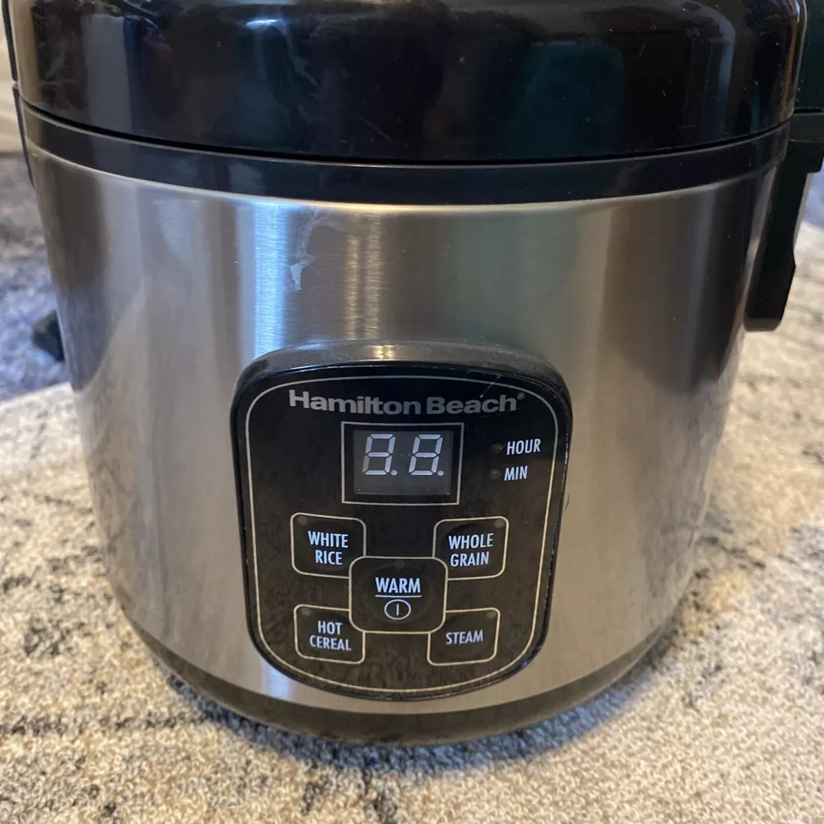 Hamilton Beach Rice Cooker & Food Steamer, Digital Programmable, 8 Cups  Cooked (4 Uncooked), Steam & Rinse Basket, Stainless Steel, 37519 