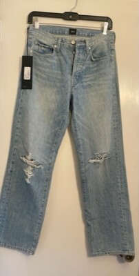 EDWIN USA Kali Ankle in Mission Blue Distress Organic Cotton Cropped Jean NEW 25