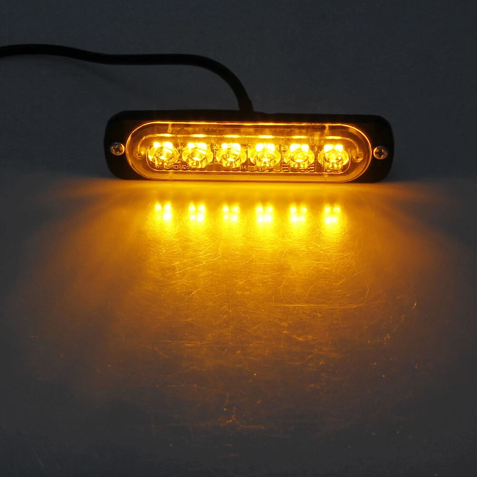 4x Amber 18W 6 LED Strobe Warning Work Light Bar Emergency Strobe Flashing Lamps - Image 2 of 4