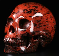 Huge 5.0" Mahogany Obsidian Carved Crystal Skull, Realistic, Crystal Healing