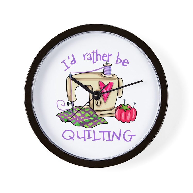 CafePress I'D Rather Be Quilting 10" Wall Clock (717126256)