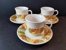 Della Robbia by Metlox/Poppytr/Verno Cups & Saucers Set of 3