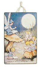 Fairy School Moonlight  Roses Marta E Peters Glitter Wood Wall Hanging Decor