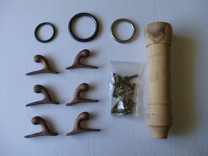 Horse Carriage Wooden  Whip Socket, 6 Driving Line Guides for Harness, O Rings