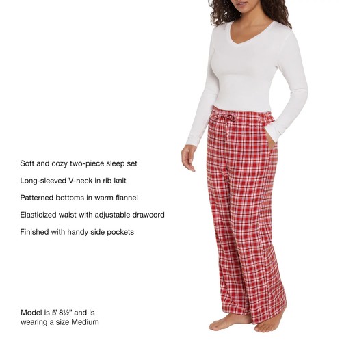 Gap Women's V-Neck Drawstring Pockets Flannel Pajama Set XL $79.95 MSRP - Picture 4 of 4