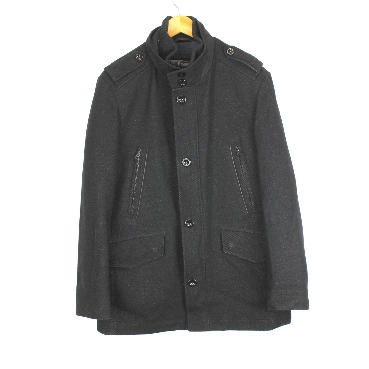 HUGO BOSS COSSAM Homme Manteau Taille UK42 EU52 XL Gris Laine Complet Zip Poches