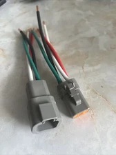 10 AWG Gray Assembled Deutsch DTP  4 Pin waterproof connector 6" wire