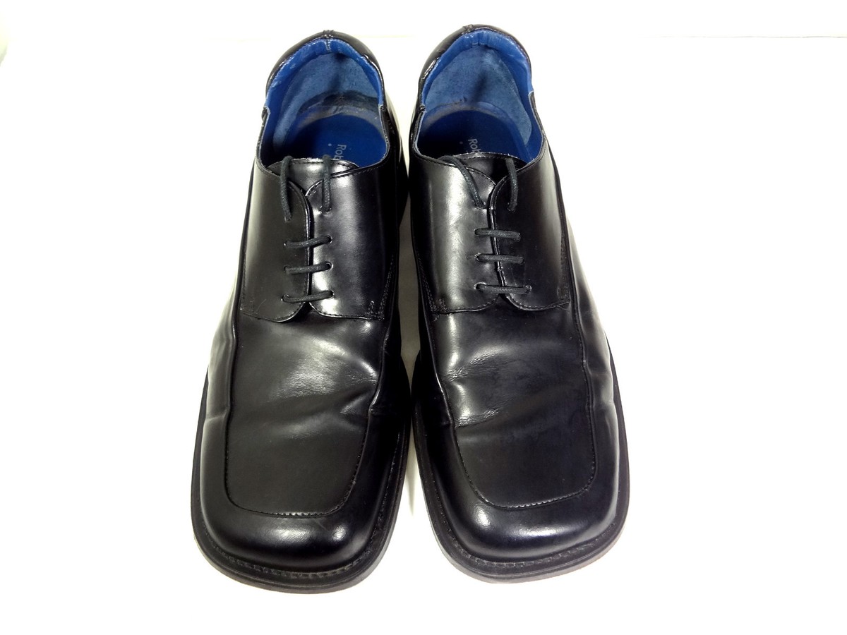 ROBERT WAYNE MENS OXFORD SHOES BLACK LEATHER DRESS MADE IN 