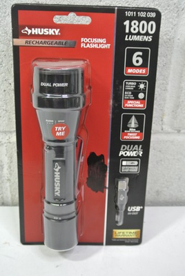 #ad HUSKY 1800 Lumens Dual Power LED Rechargeable Tactical Flashlight 1011 102 039 $25.00