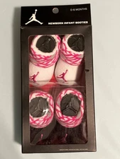 Nike Air Jordan Baby Booties Sock 2 Pack Pink White Newborn 0-6 Months A05