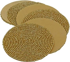 Handmade Beaded Drink Coasters Set of 6, Absorbent Coaster Sets of 6, Drink C...
