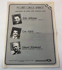 1987 industry trade ad ~ JOHN HILLERMAN, TOM SELLECK Magnum P.I., +THE EQUALIZER