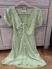 MADEWELL V-Neck Button-Front Mini Dress floral print in seedling green size 2