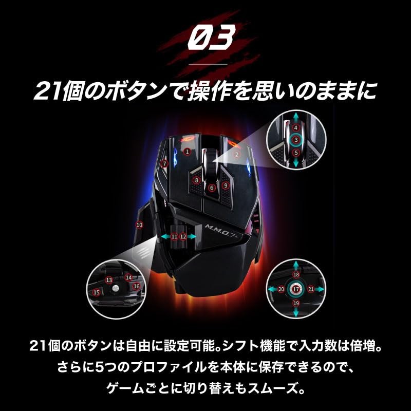 Mad Catz M.M.O. 7+ Gaming Mouse 21Buttons Wired Wireless