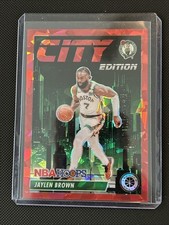 2023-24 NBA Hoops Premium Stock - City Edition Jaylen Brown #1 Red Ice Prizm /99