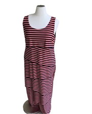 R&M Richards Woman Maxi Dress Plus 1X Shingle Tiered Striped Multicolor Resort