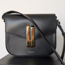Demellier Small Vancouver Cross body Bag In Black Smooth Leather