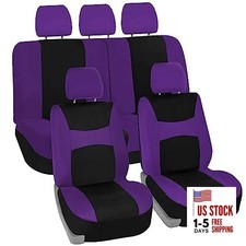 Car Seat Covers Cloth - Universal Fit, Automotive Seat Covers, Purple Full Set