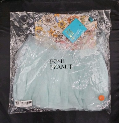 Posh Peanut Dolly Ruffled Tulle Smocked Floral Dress Girls 2 Years 2T NEW NWT 